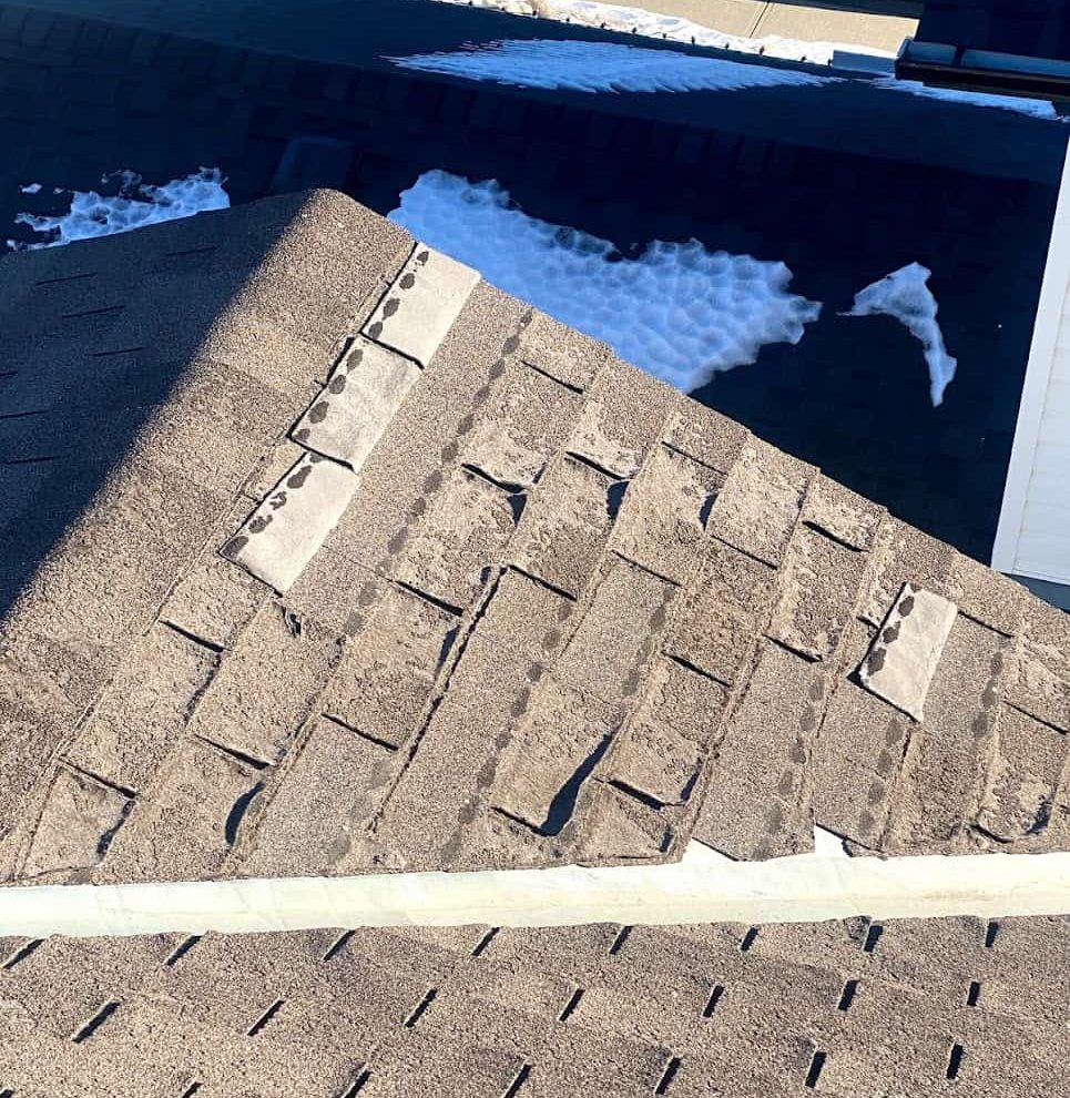 Missing Shingle Roof in Winter