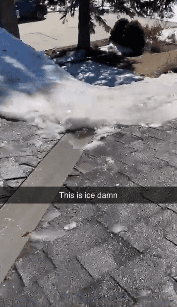 Picture of an ice damn in spring in calgary