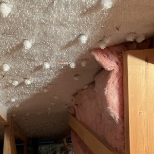 Frost builds up on the underside of an attic in Calgary, that could lead to attic rain.