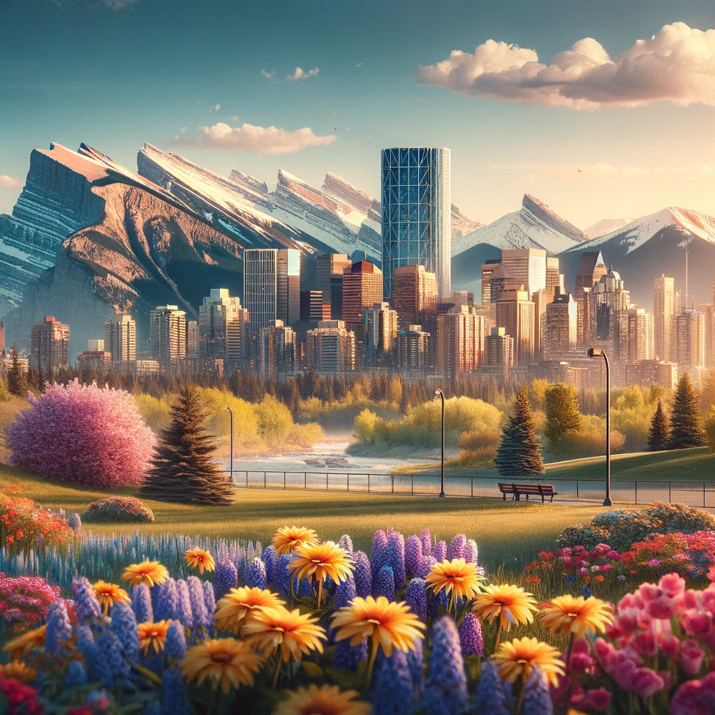 an image of Calgary in spring created with AI